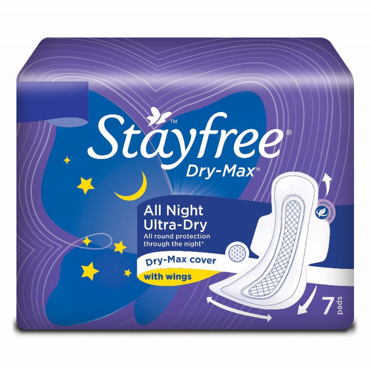 Stayfree Dry-Max All Night Ultra-Dry Pads With Wings XXL, 7 Count, Pack of 1 Stayfree Dry-Max All Night Ultra-Dry Pads With Wings XXL, 7 Count, Pack of 1