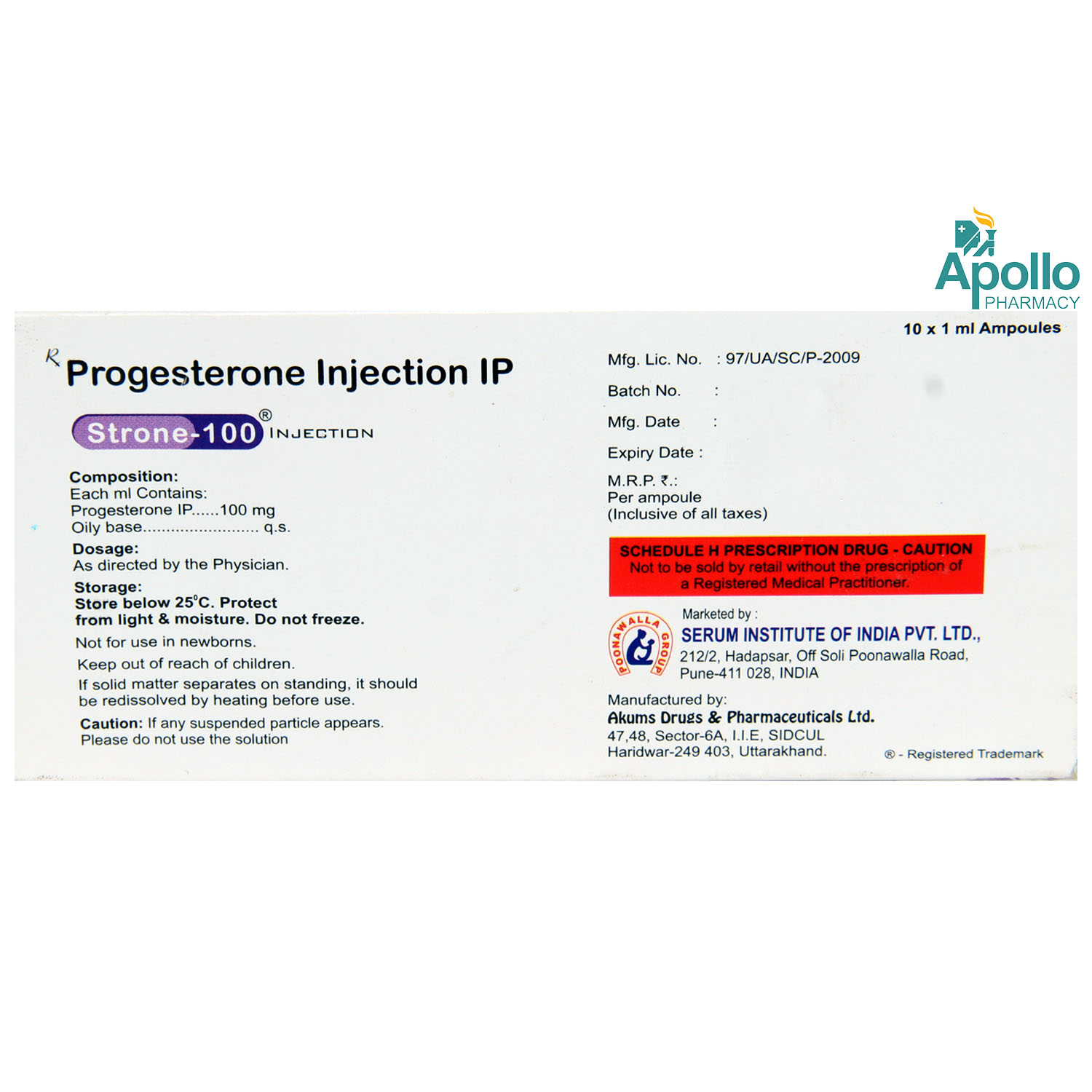 Strone-100 Injection 1 ml, Pack of 1 Injection Strone-100 Injection 1 ml, Pack of 1 Injection