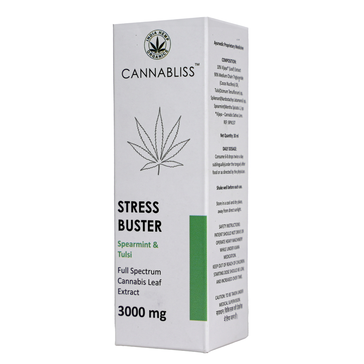 Cannabliss Stress Buster 3000 mg Oil, 30 ml, Pack of 1 Cannabliss Stress Buster 3000 mg Oil, 30 ml, Pack of 1