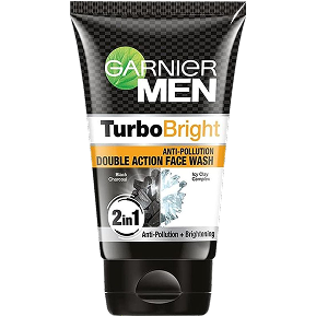 Garnier Men Turbo Bright Double Action Facewash 100 gm | Black Charcoal & Icy Clay Complex | Anti Pollution & Brightening Face Wash | For Men Only, Pack of 1 Garnier Men Turbo Bright Double Action Facewash 100 gm | Black Charcoal & Icy Clay Complex | Anti Pollution & Brightening Face Wash | For Men Only, Pack of 1