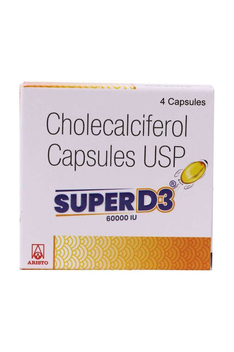 Super D3 60000IU Chewable Tablet 4's, Pack of 4 Super D3 60000IU Chewable Tablet 4's, Pack of 4