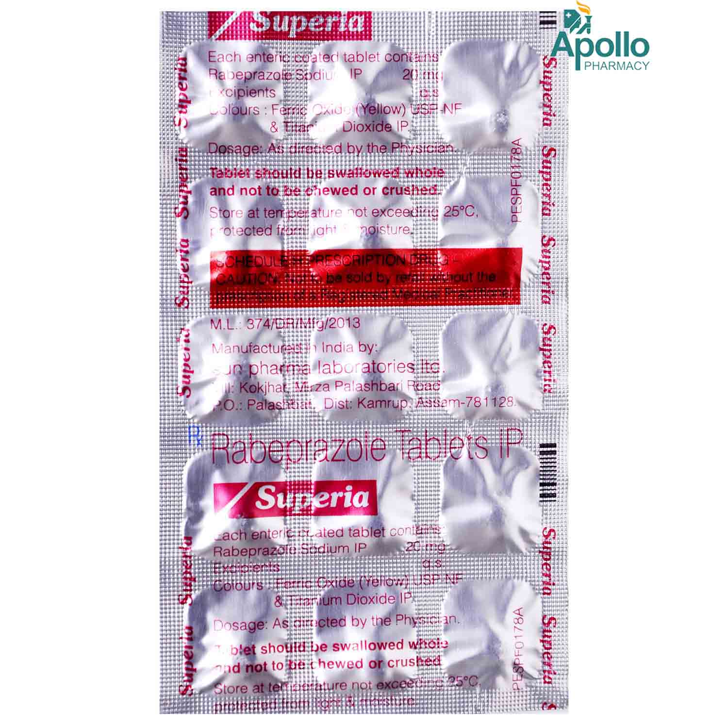 Superia Tablet 15's, Pack of 15 TABLETS Superia Tablet 15's, Pack of 15 TABLETS