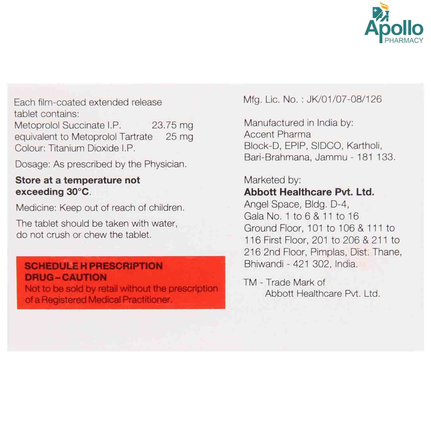 Supermet XL 25 Tablet 15's, Pack of 15 TABLETS Supermet XL 25 Tablet 15's, Pack of 15 TABLETS