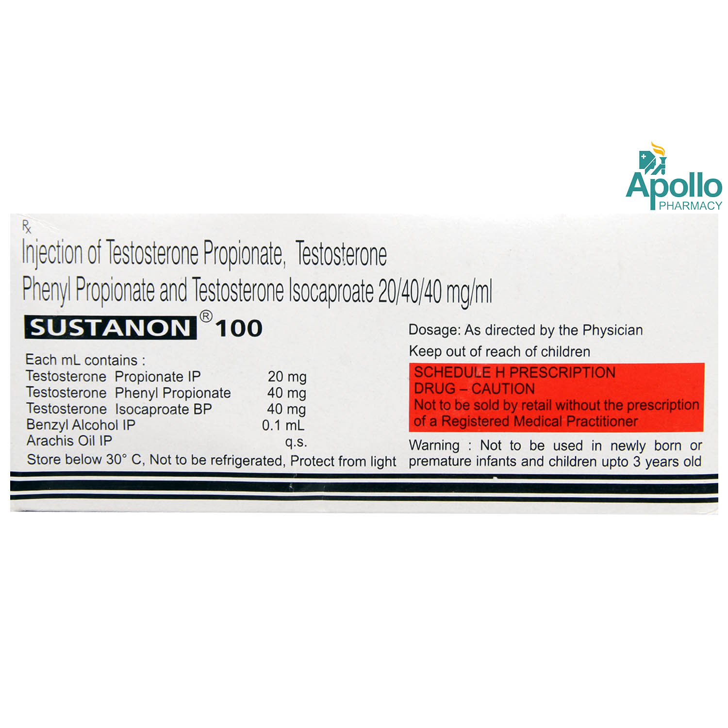 SUSTANON 100MG INJECTION, Pack of 1 INJECTION SUSTANON 100MG INJECTION, Pack of 1 INJECTION