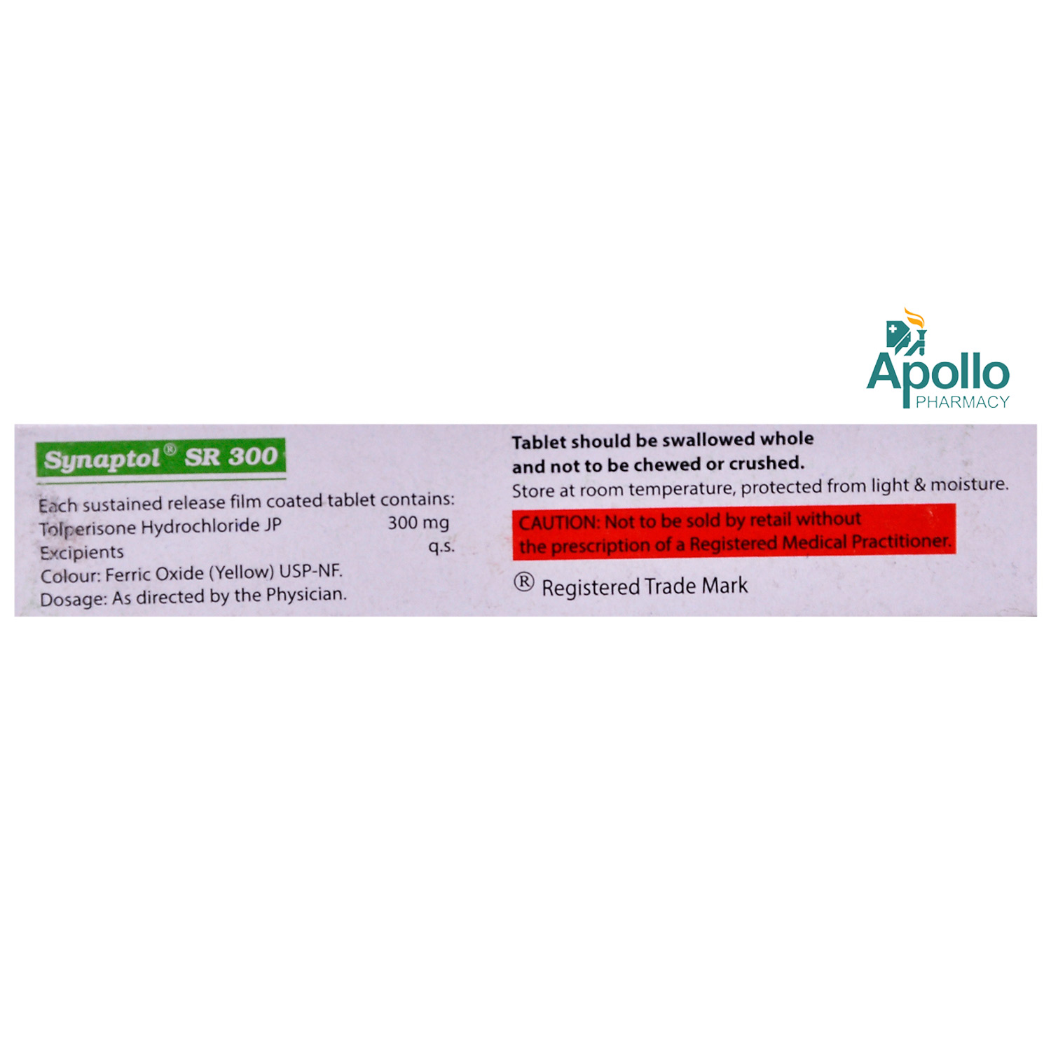 Synaptol SR 300 Tablet 10's, Pack of 10 TABLETS Synaptol SR 300 Tablet 10's, Pack of 10 TABLETS