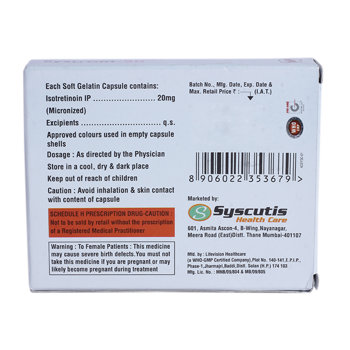 Systroin -20mg Tablet 10's, Pack of 10 CAPSULES Systroin -20mg Tablet 10's, Pack of 10 CAPSULES