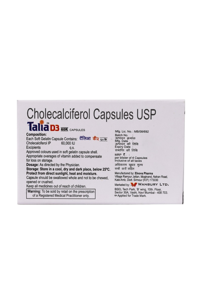 Talia D3 60K Capsule 4's, Pack of 4 Talia D3 60K Capsule 4's, Pack of 4