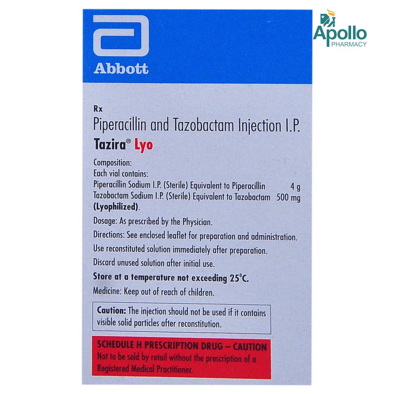 TAZIRA LYO VIAL INJECTION 4.5GM, Pack of 1 INJECTION TAZIRA LYO VIAL INJECTION 4.5GM, Pack of 1 INJECTION