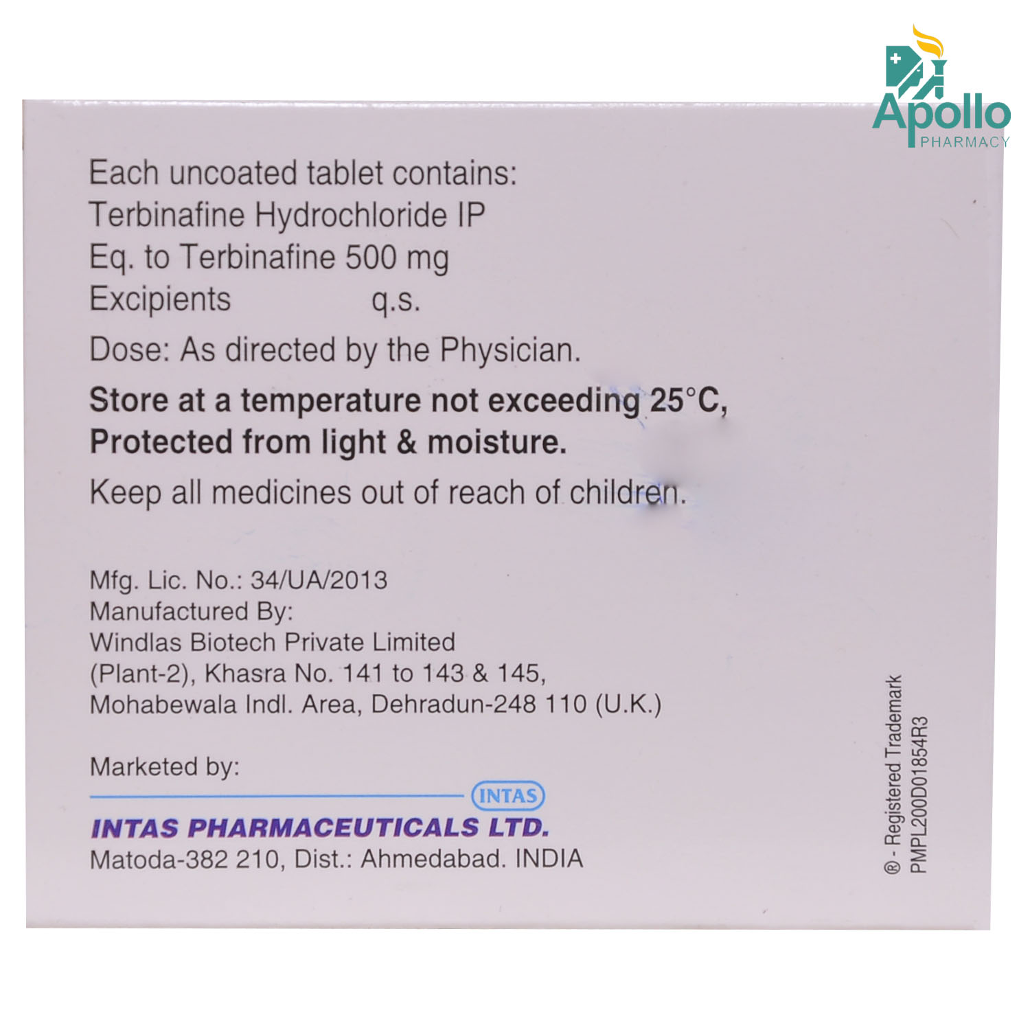 Tebina-500 Tablet 7's, Pack of 7 TabletS Tebina-500 Tablet 7's, Pack of 7 TabletS