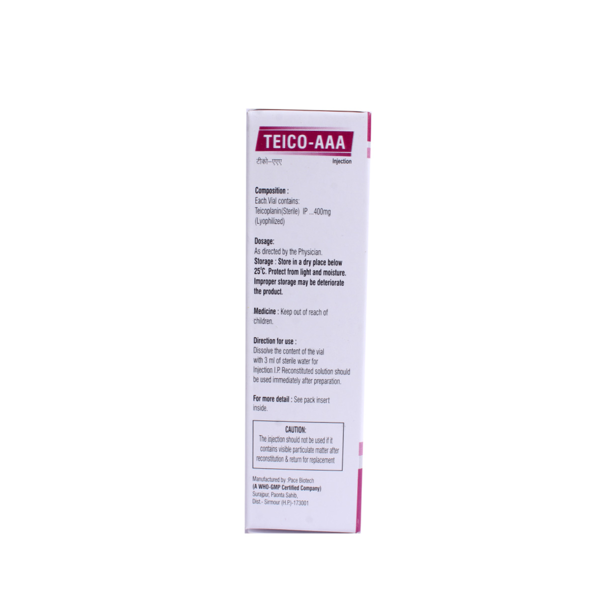 Teico-Aaa 400 mg Injection 1's, Pack of 1 INJECTION Teico-Aaa 400 mg Injection 1's, Pack of 1 INJECTION