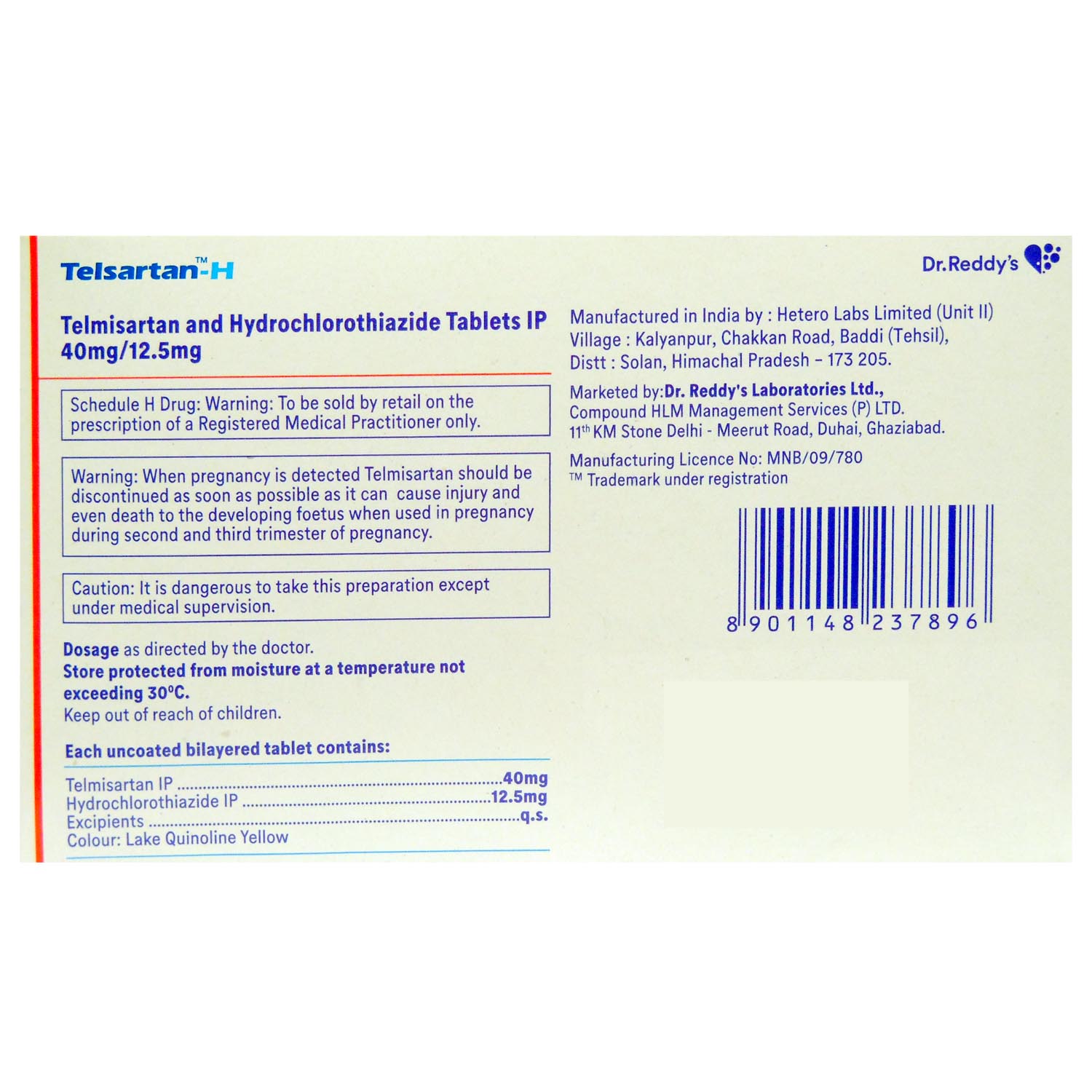 Telsartan-H Tablet 14's, Pack of 14 Telsartan-H Tablet 14's, Pack of 14
