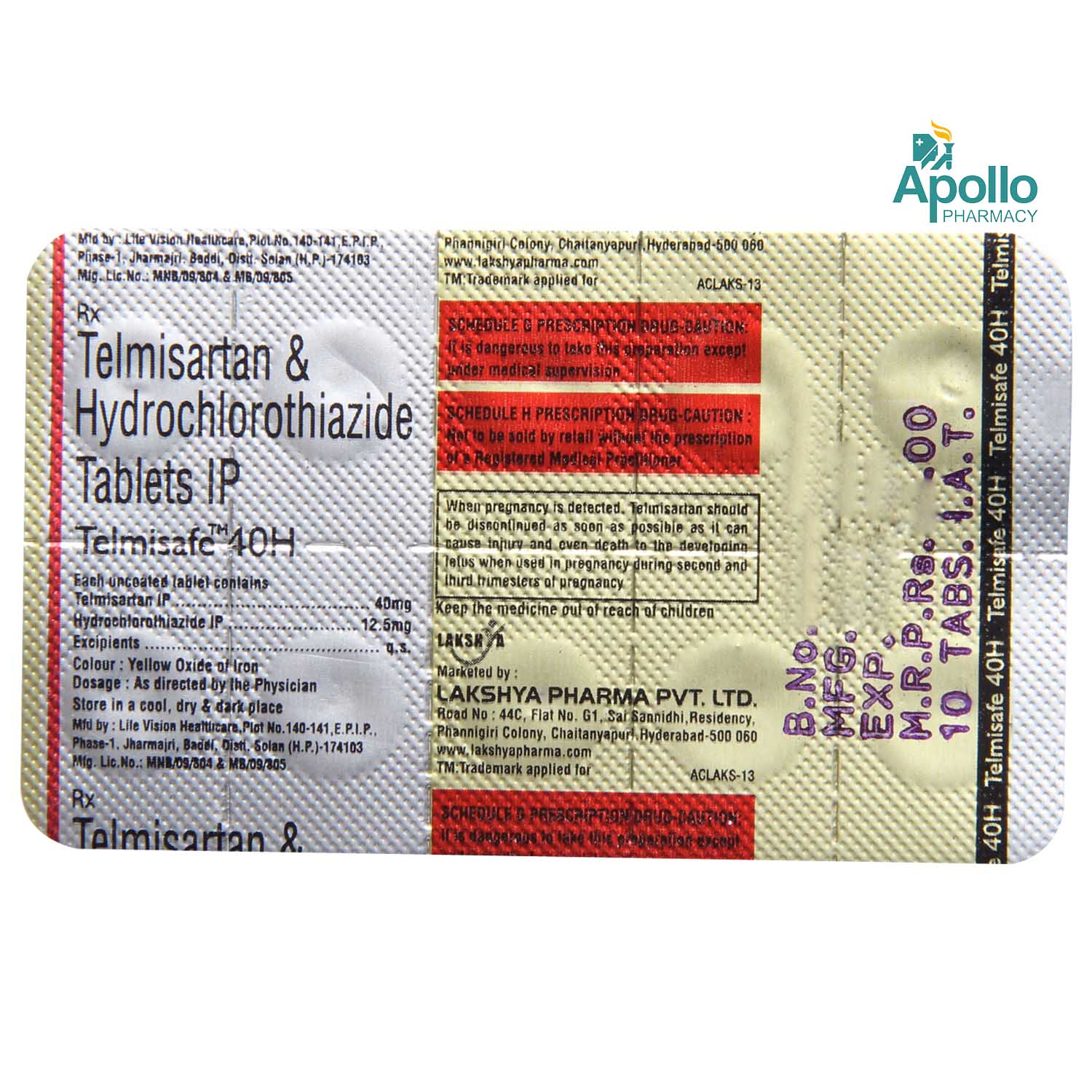 Telmisafe 40 H Tablet 10's, Pack of 10 Telmisafe 40 H Tablet 10's, Pack of 10
