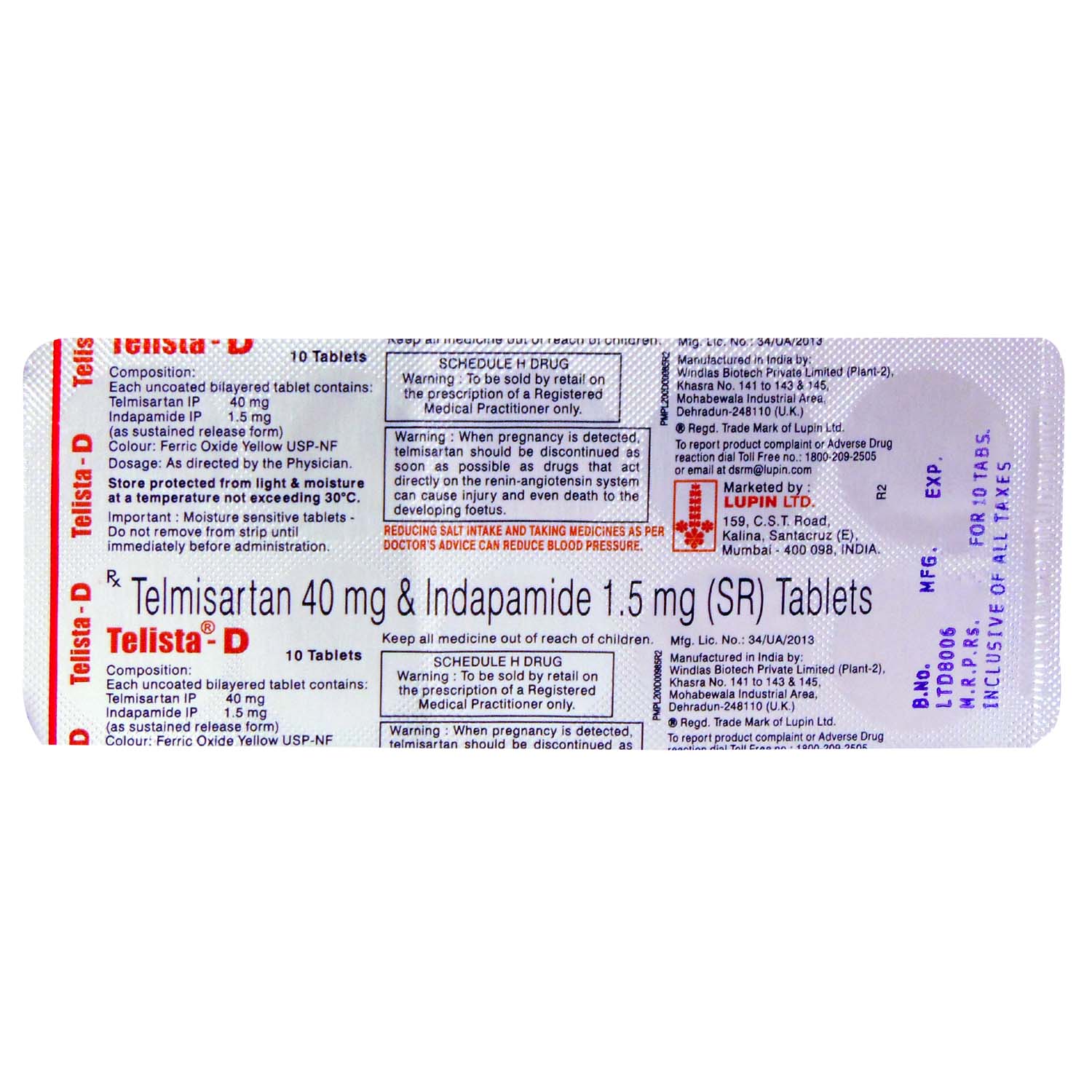 Telista D Tablet 10's, Pack of 10 Telista D Tablet 10's, Pack of 10