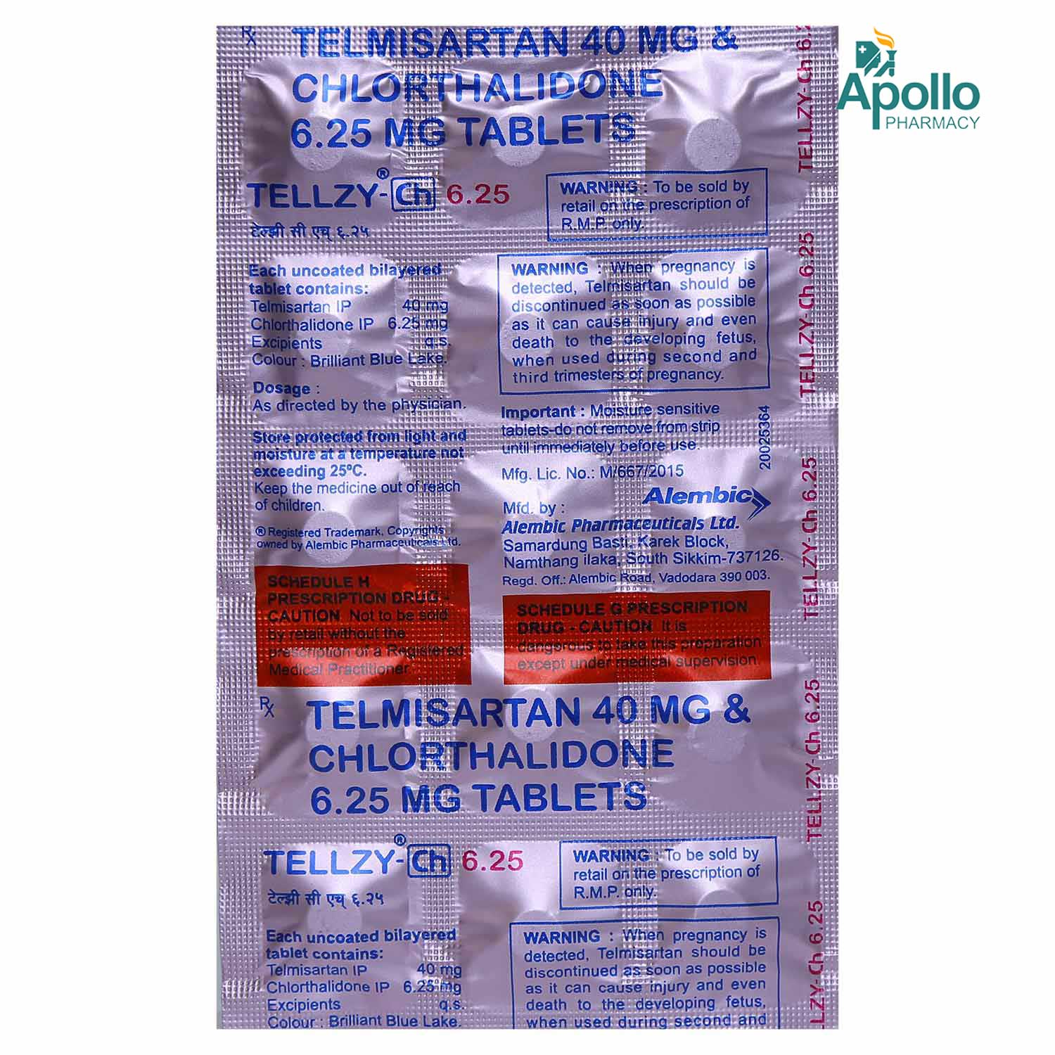 Tellzy-CH 6.25 Tablet 15's, Pack of 15 TabletS Tellzy-CH 6.25 Tablet 15's, Pack of 15 TabletS