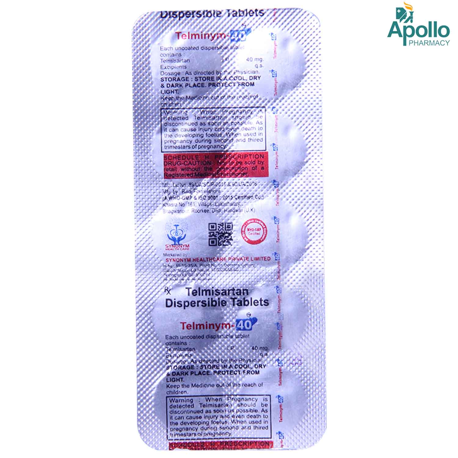 Telminym-40mg Dt Tablet 10's, Pack of 10 TabletS Telminym-40mg Dt Tablet 10's, Pack of 10 TabletS