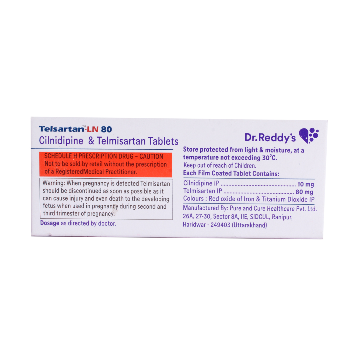 Telsartan-LN 80 mg/10 mg Tablet 10's, Pack of 10 Telsartan-LN 80 mg/10 mg Tablet 10's, Pack of 10