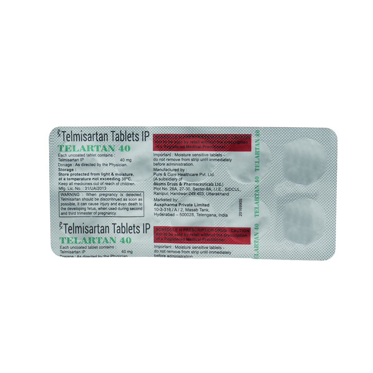 Telartan 40 Tablet 10's, Pack of 10 TABLETS Telartan 40 Tablet 10's, Pack of 10 TABLETS