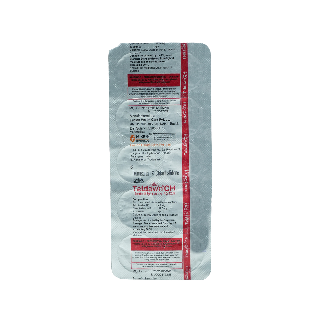 Teldawn CH 40 mg/12.5 mg Tablet 10's, Pack of 10 Teldawn CH 40 mg/12.5 mg Tablet 10's, Pack of 10