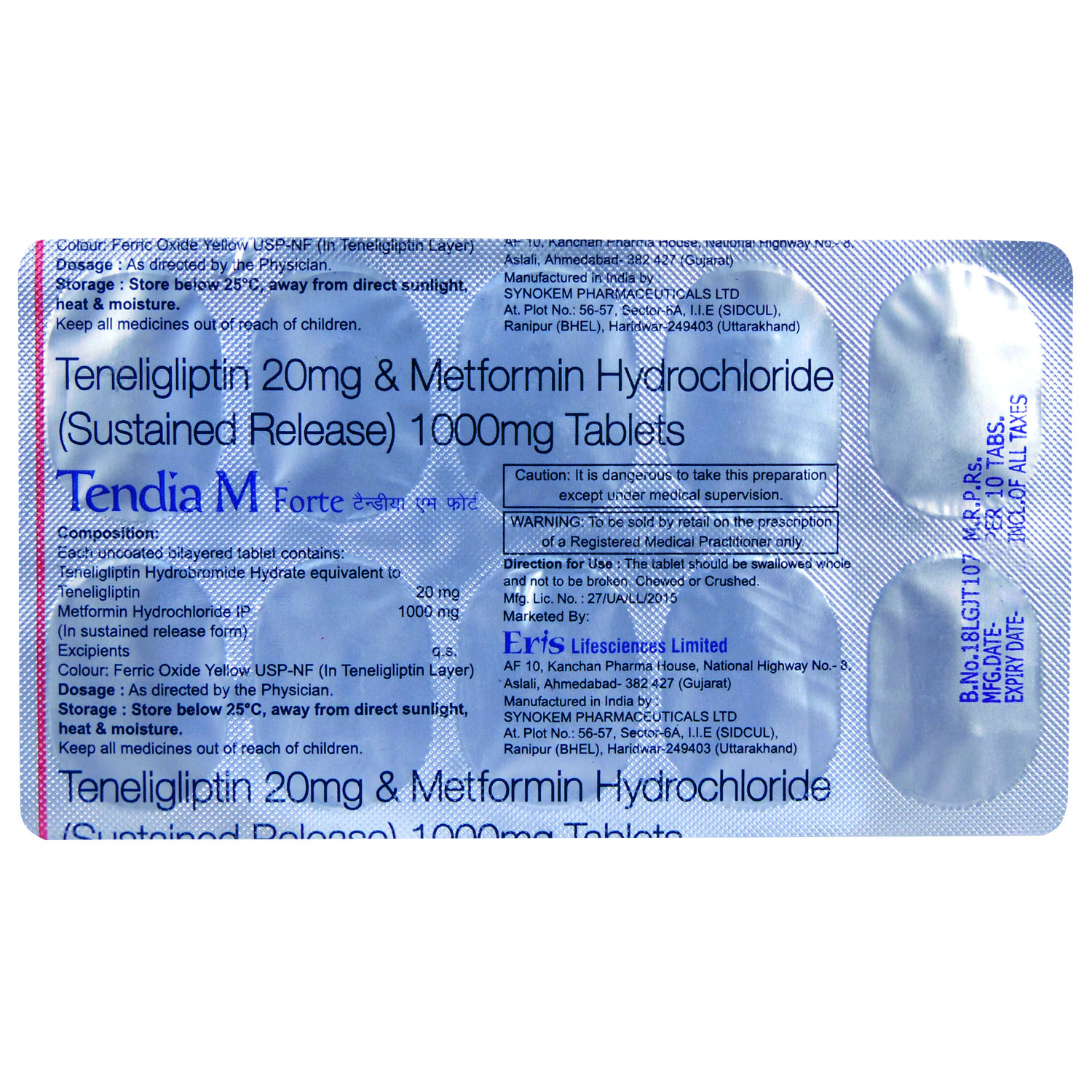Tendia M Forte Tablet 10's, Pack of 10 TABLETS Tendia M Forte Tablet 10's, Pack of 10 TABLETS