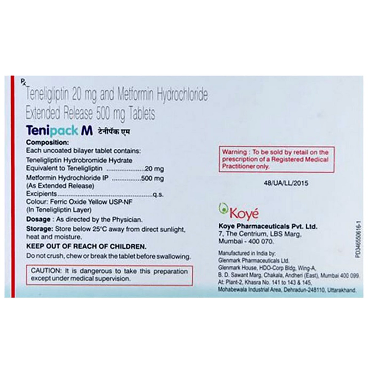 Tenipack M Tablet 10's, Pack of 10 TABLETS Tenipack M Tablet 10's, Pack of 10 TABLETS
