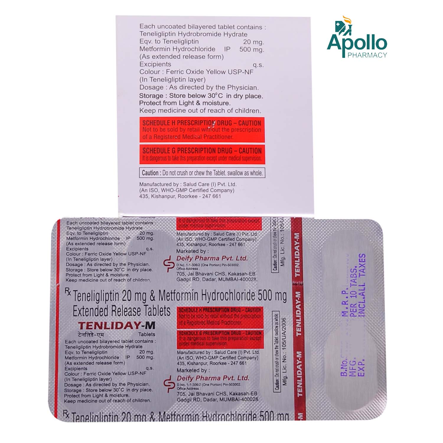 TENLIDAY M TABLET 10'S, Pack of 10 TABLETS TENLIDAY M TABLET 10'S, Pack of 10 TABLETS