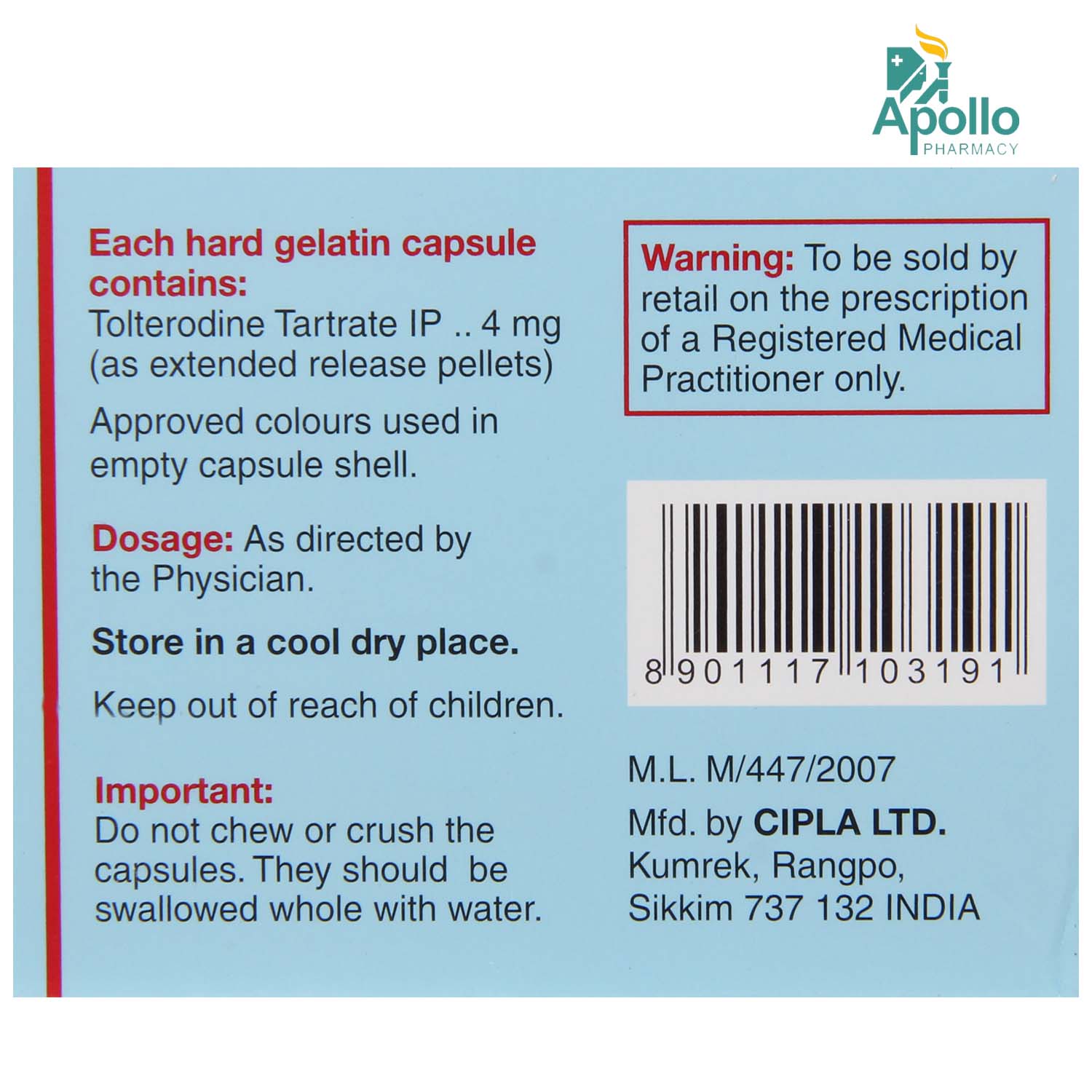 Terol LA-4 Capsule 10's, Pack of 10 CAPSULES Terol LA-4 Capsule 10's, Pack of 10 CAPSULES