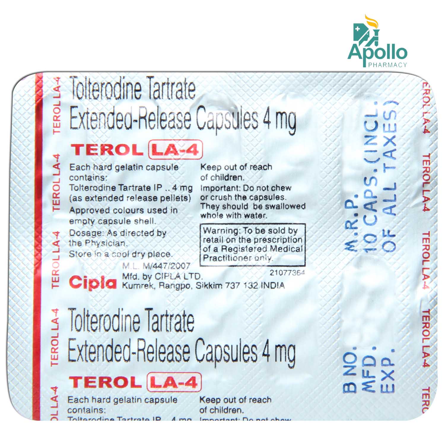 Terol LA-4 Capsule 10's, Pack of 10 CAPSULES Terol LA-4 Capsule 10's, Pack of 10 CAPSULES
