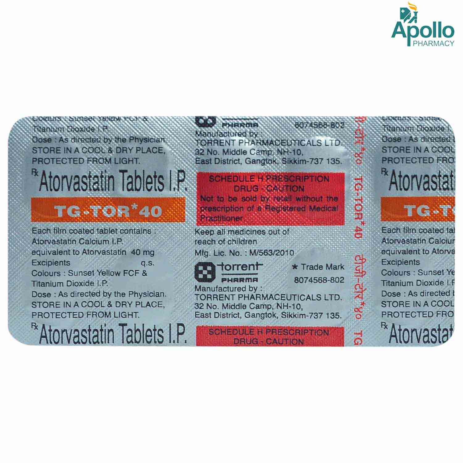TGTOR 40MG TABLET, Pack of 10 TABLETS TGTOR 40MG TABLET, Pack of 10 TABLETS