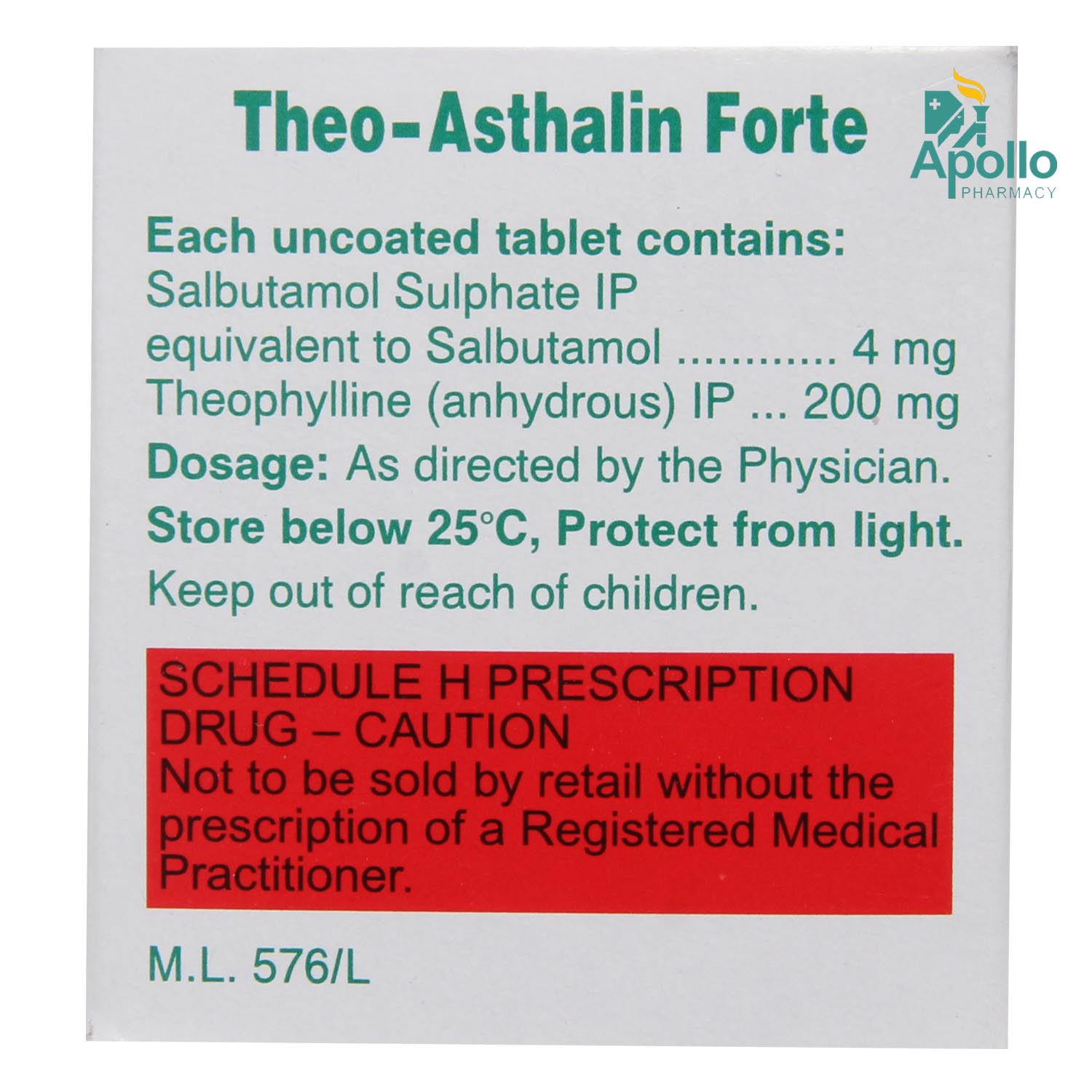 Theo-Asthalin Forte Tablet 20's, Pack of 20 TabletS Theo-Asthalin Forte Tablet 20's, Pack of 20 TabletS