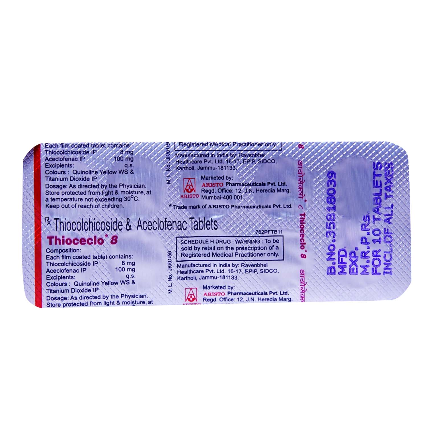 THIOCECLO 8MG TABLET, Pack of 10 THIOCECLO 8MG TABLET, Pack of 10