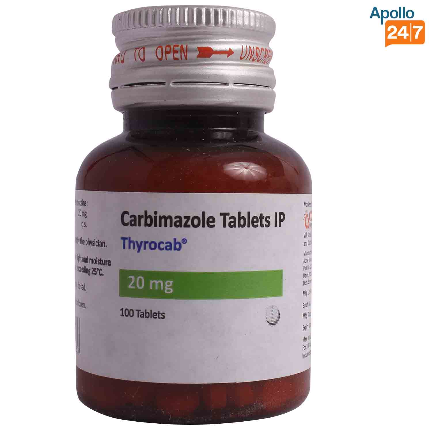 Buy Thyrocab 20mg Tablet 100's Online