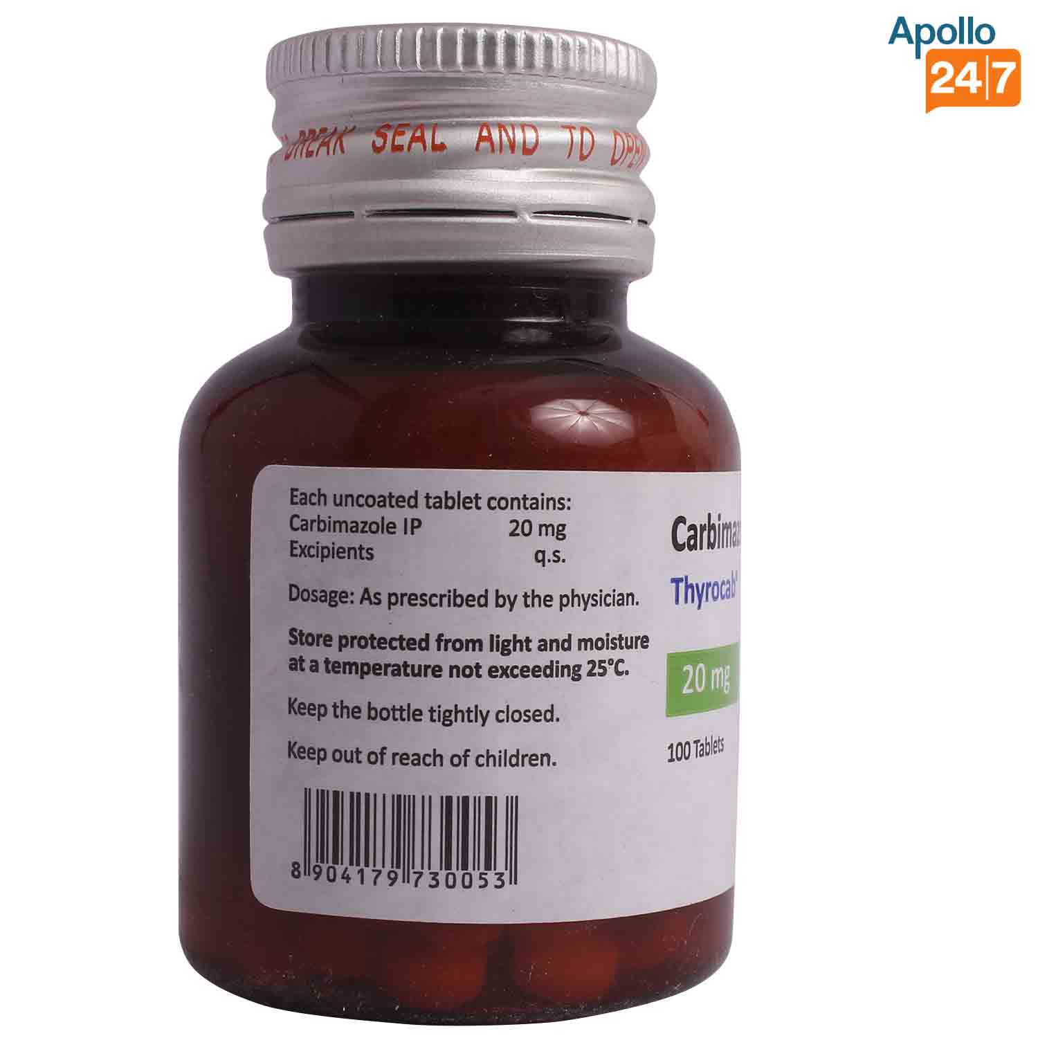 Thyrocab 20mg Tablet 100's, Pack of 1 TABLET Thyrocab 20mg Tablet 100's, Pack of 1 TABLET