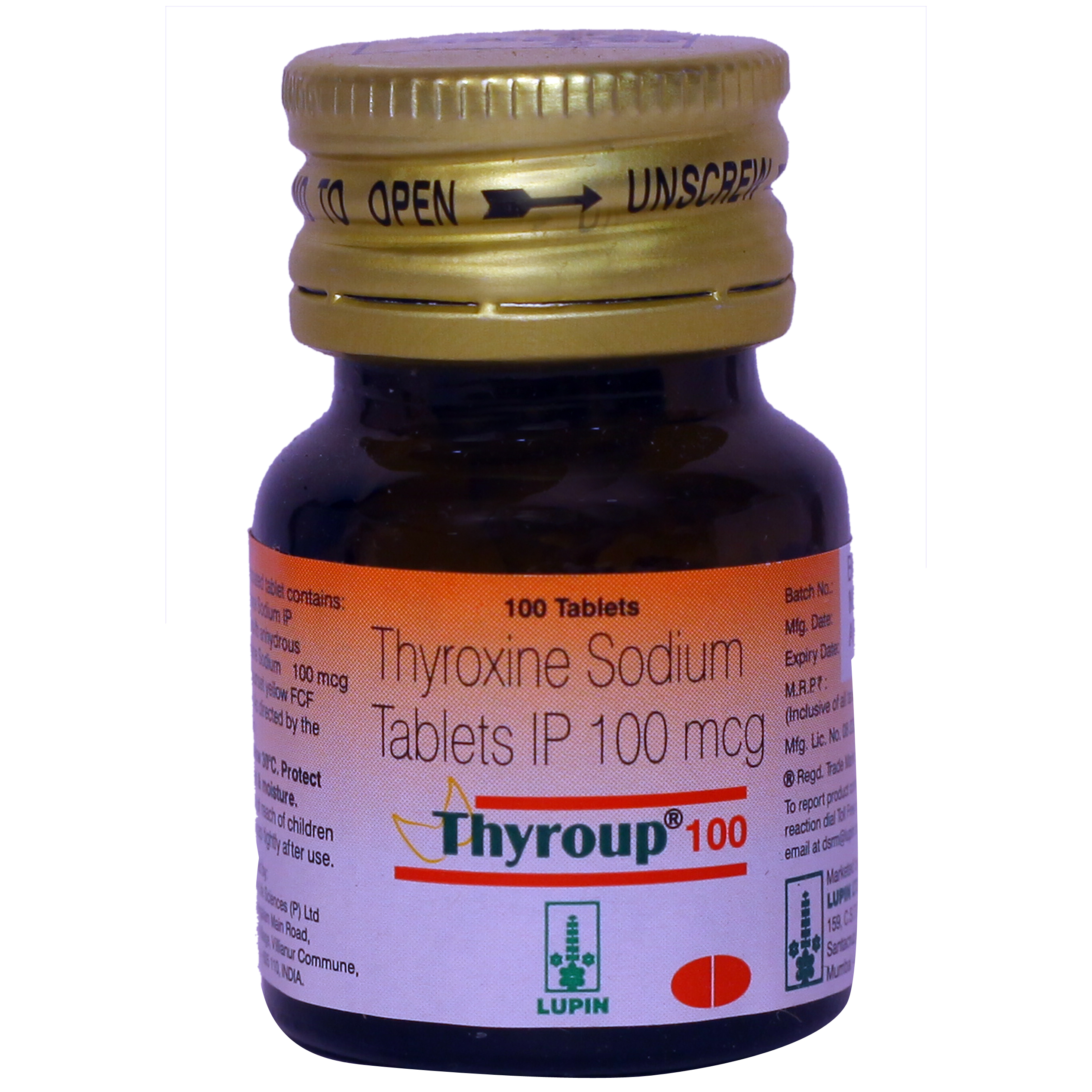 Thyroup 100 mcg Tablet 100's, Pack of 1 TABLET Thyroup 100 mcg Tablet 100's, Pack of 1 TABLET