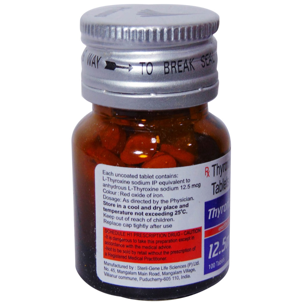 Thyrorich 12.5mcg Tablet 100's, Pack of 1 TABLET Thyrorich 12.5mcg Tablet 100's, Pack of 1 TABLET