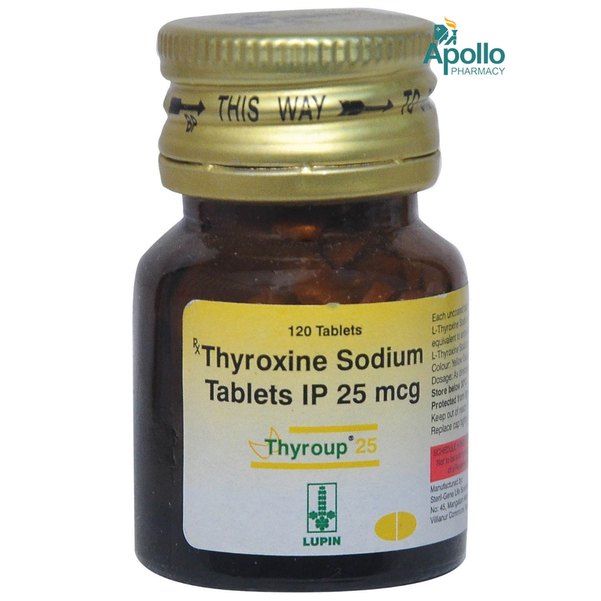 Thyroup 25 mcg Tablet 120's, Pack of 1 TABLET Thyroup 25 mcg Tablet 120's, Pack of 1 TABLET