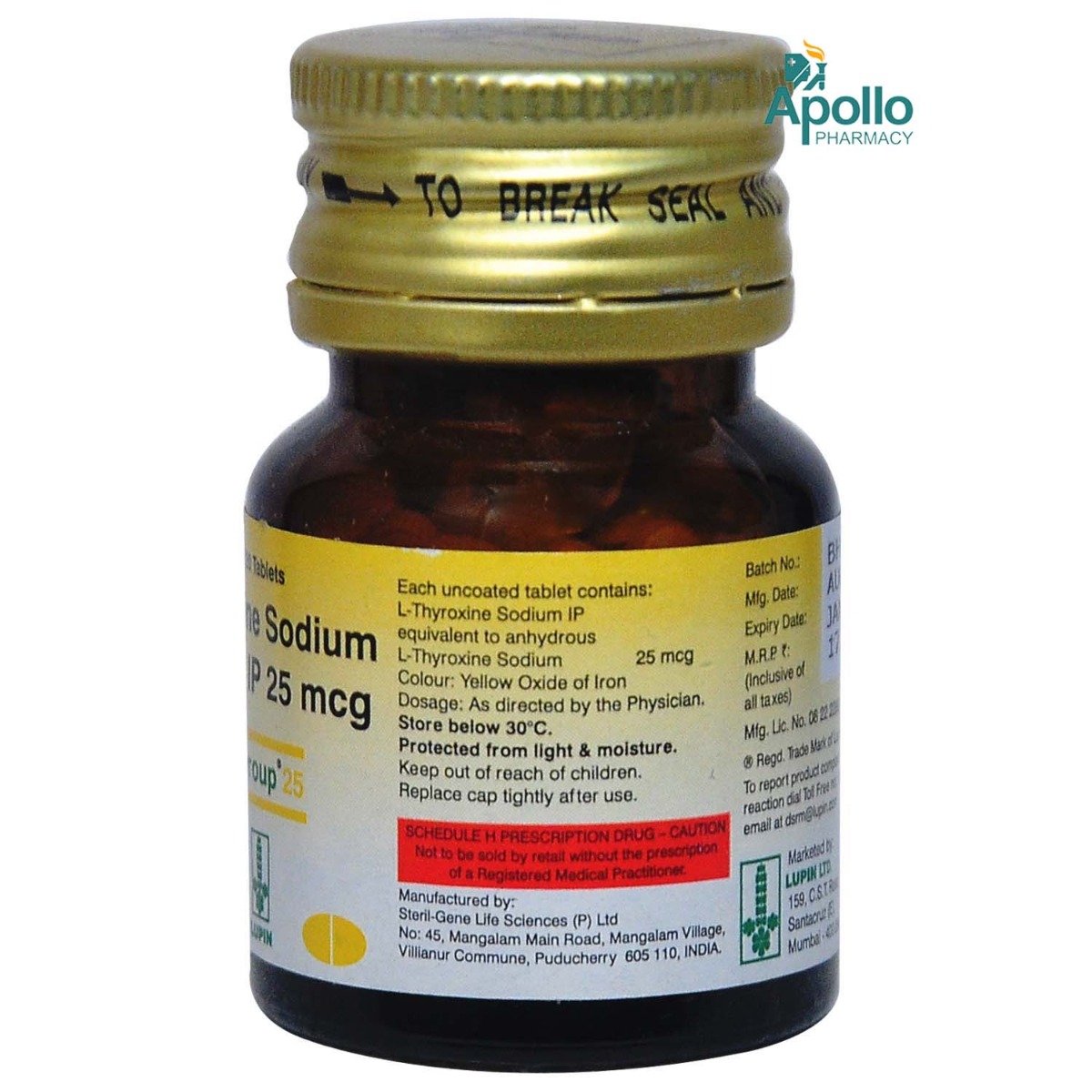 Thyroup 25 mcg Tablet 120's, Pack of 1 TABLET Thyroup 25 mcg Tablet 120's, Pack of 1 TABLET