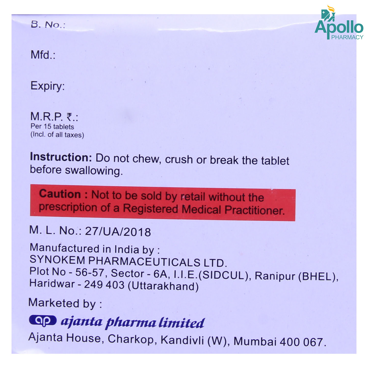 Tiban M 20 mg/1000 mg Tablet 15's, Pack of 15 TABLETS Tiban M 20 mg/1000 mg Tablet 15's, Pack of 15 TABLETS