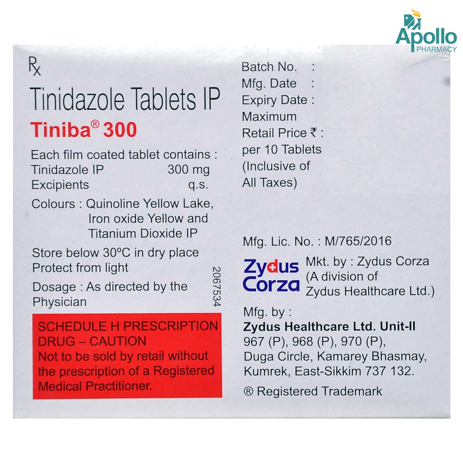 Tiniba 300 Tablet 10's, Pack of 10 TABLETS Tiniba 300 Tablet 10's, Pack of 10 TABLETS