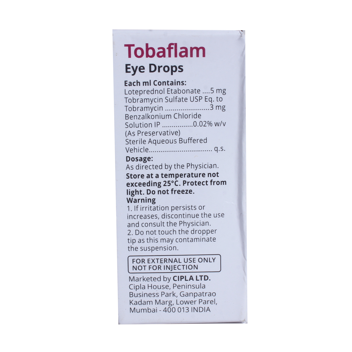 Tobaflam Eye Drops 5 ml, Pack of 1 Eye Drops Tobaflam Eye Drops 5 ml, Pack of 1 Eye Drops