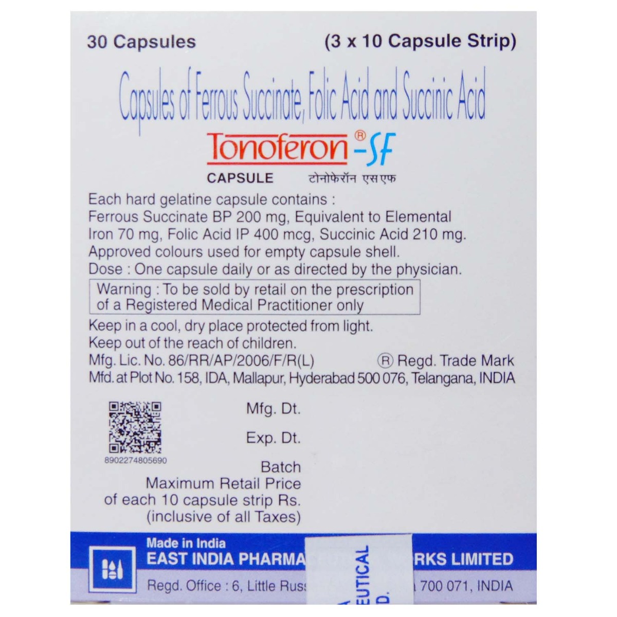 Tonoferon SF Capsule 10's, Pack of 10 CAPSULES Tonoferon SF Capsule 10's, Pack of 10 CAPSULES