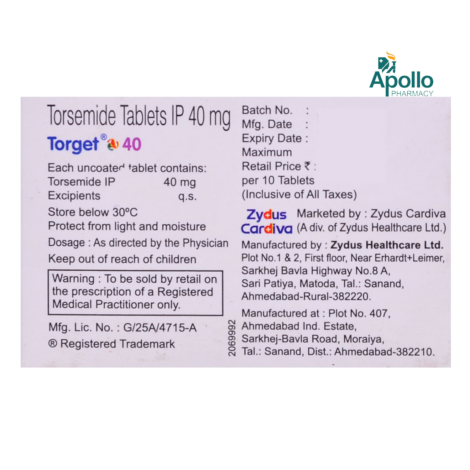 Torget 40 Tablet 10's, Pack of 10 TabletS Torget 40 Tablet 10's, Pack of 10 TabletS