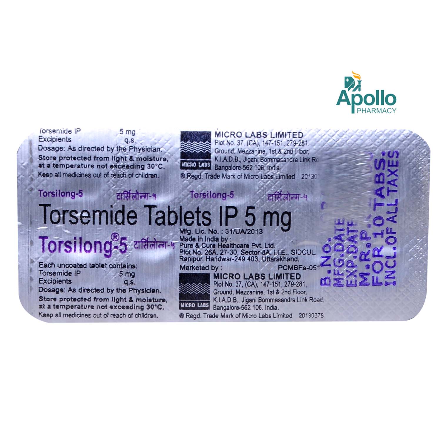 Torsilong-5mg Tablet 10's, Pack of 10 TabletS Torsilong-5mg Tablet 10's, Pack of 10 TabletS