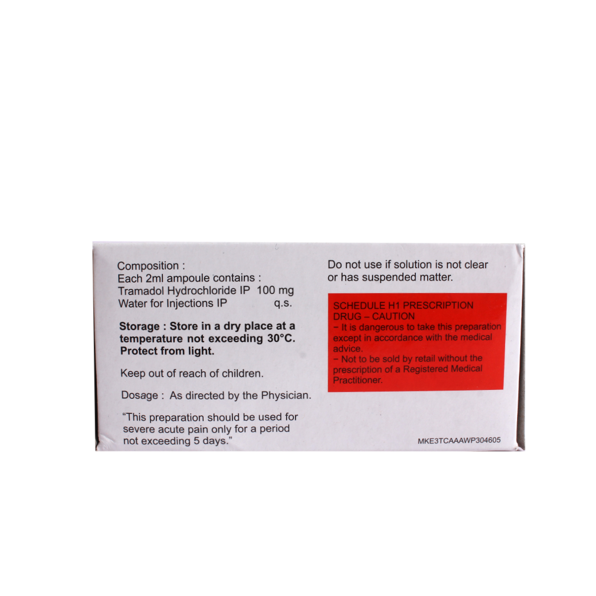 TRAMASURE 100MG AMPULE 2ML, Pack of 1 Injection TRAMASURE 100MG AMPULE 2ML, Pack of 1 Injection