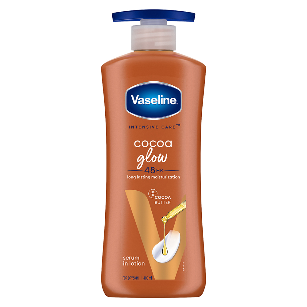 Vaseline Intensive Care Cocoa Glow Body Lotion 400 ml | With Cocoa Butter | Provides 48 hrs Of Moisturization | Non Greasy & Fast Absorbing | For Dry Skin, Pack of 1 Vaseline Intensive Care Cocoa Glow Body Lotion 400 ml | With Cocoa Butter | Provides 48 hrs Of Moisturization | Non Greasy & Fast Absorbing | For Dry Skin, Pack of 1