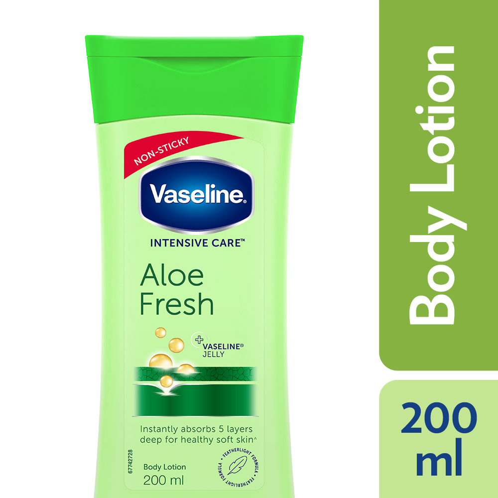 Vaseline Intensive Care Aloe Fresh Body Lotion 200 ml | With 100% Pure Aloe Vera Extract | Deeply Hydrates Skin In Harsh Summer | Non Greasy & Featurelight Fornula | For Dry Skin, Pack of 1 Vaseline Intensive Care Aloe Fresh Body Lotion 200 ml | With 100% Pure Aloe Vera Extract | Deeply Hydrates Skin In Harsh Summer | Non Greasy & Featurelight Fornula | For Dry Skin, Pack of 1