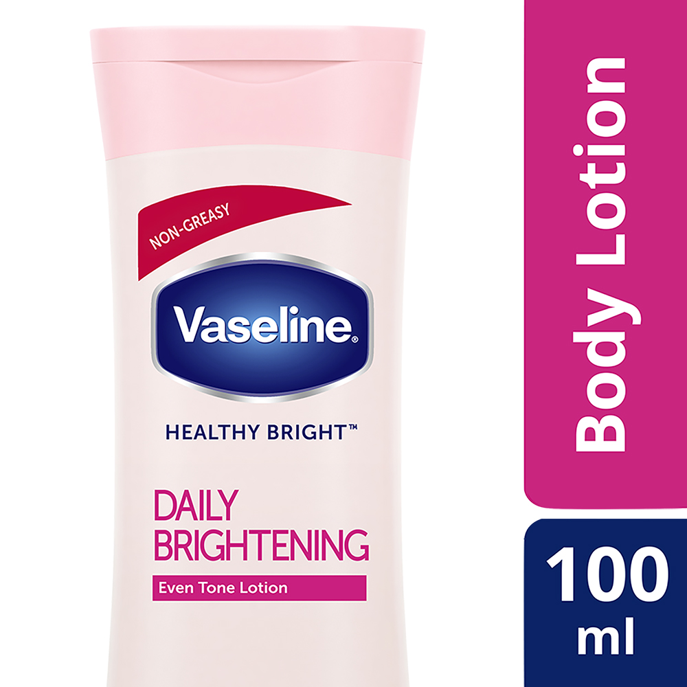 Vaseline Healthy Bright Daily Brightening Body Lotion 100 ml | With Vitamin B3 & Triple Sunscreens | Gives Radiant Looking Skin In 2 Weeks | Light & Non Greasy Formula, Pack of 1 Vaseline Healthy Bright Daily Brightening Body Lotion 100 ml | With Vitamin B3 & Triple Sunscreens | Gives Radiant Looking Skin In 2 Weeks | Light & Non Greasy Formula, Pack of 1