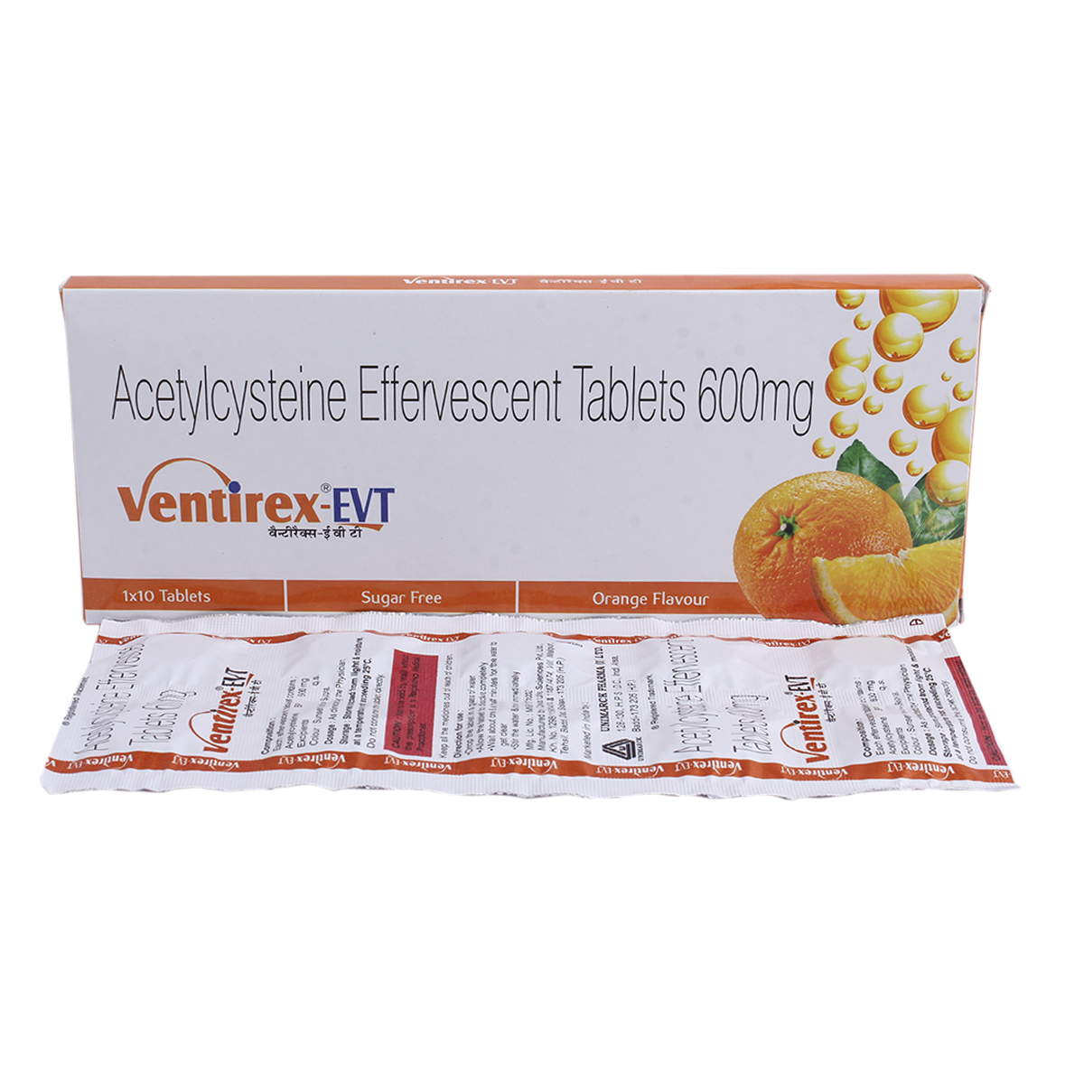 Ventirex-EVT Sugar Free Orange Effervescent Tablet 10's, Pack of 10 TABLETS Ventirex-EVT Sugar Free Orange Effervescent Tablet 10's, Pack of 10 TABLETS