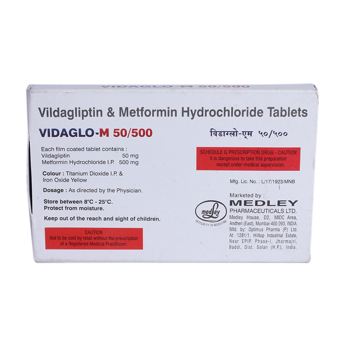 Vidaglo-M 50 mg/500 mg Tablet 10's, Pack of 10 TABLETS Vidaglo-M 50 mg/500 mg Tablet 10's, Pack of 10 TABLETS
