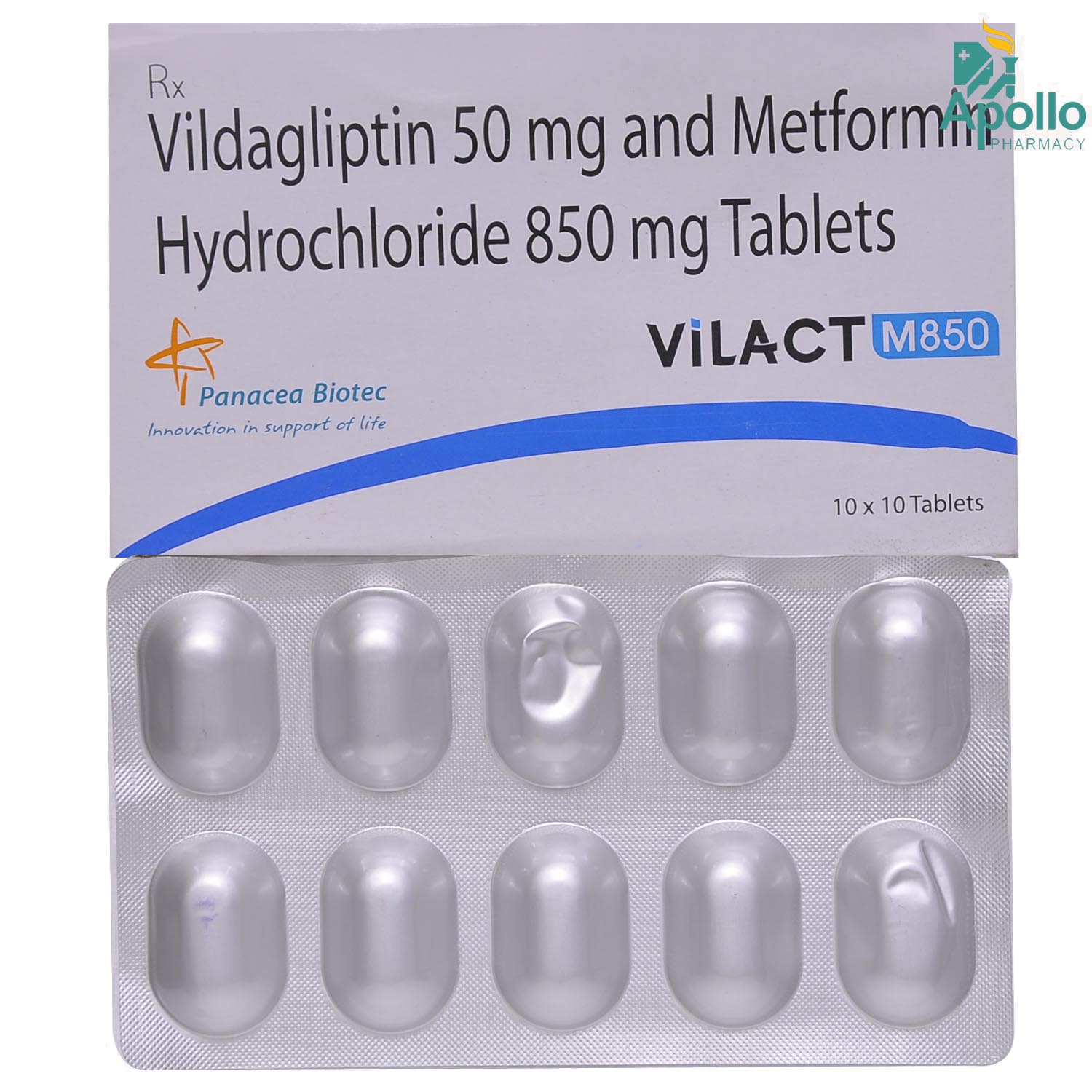 Vilact M 850/50mg Tablet 10's, Pack of 10 TABLETS Vilact M 850/50mg Tablet 10's, Pack of 10 TABLETS