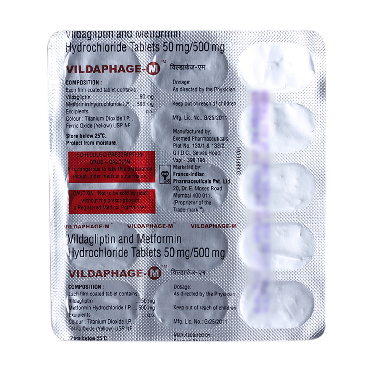 Vildaphage M 50/500mg Tablet 15's, Pack of 15 TABLETS Vildaphage M 50/500mg Tablet 15's, Pack of 15 TABLETS